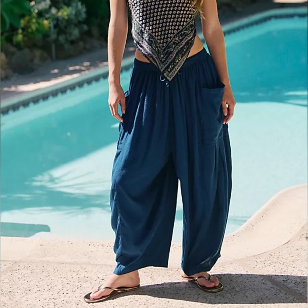 Free People Quin Blue Wide Leg Pants